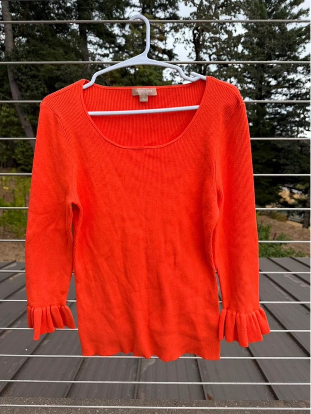 NWOT Michael Kors Collection Orange bell sleeve skit top size XL